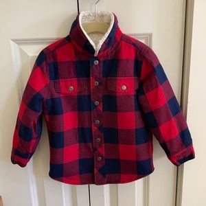 Gap Sherpa Lined Flannel Jacket size 4 years VG